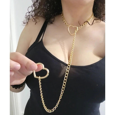 Adjustable Heart O-Ring Punk Rock Cuban Chain Necklace